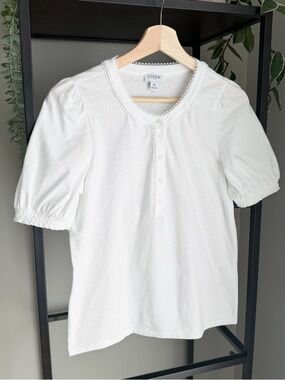 J. Crew Smocked Henley Knit Top